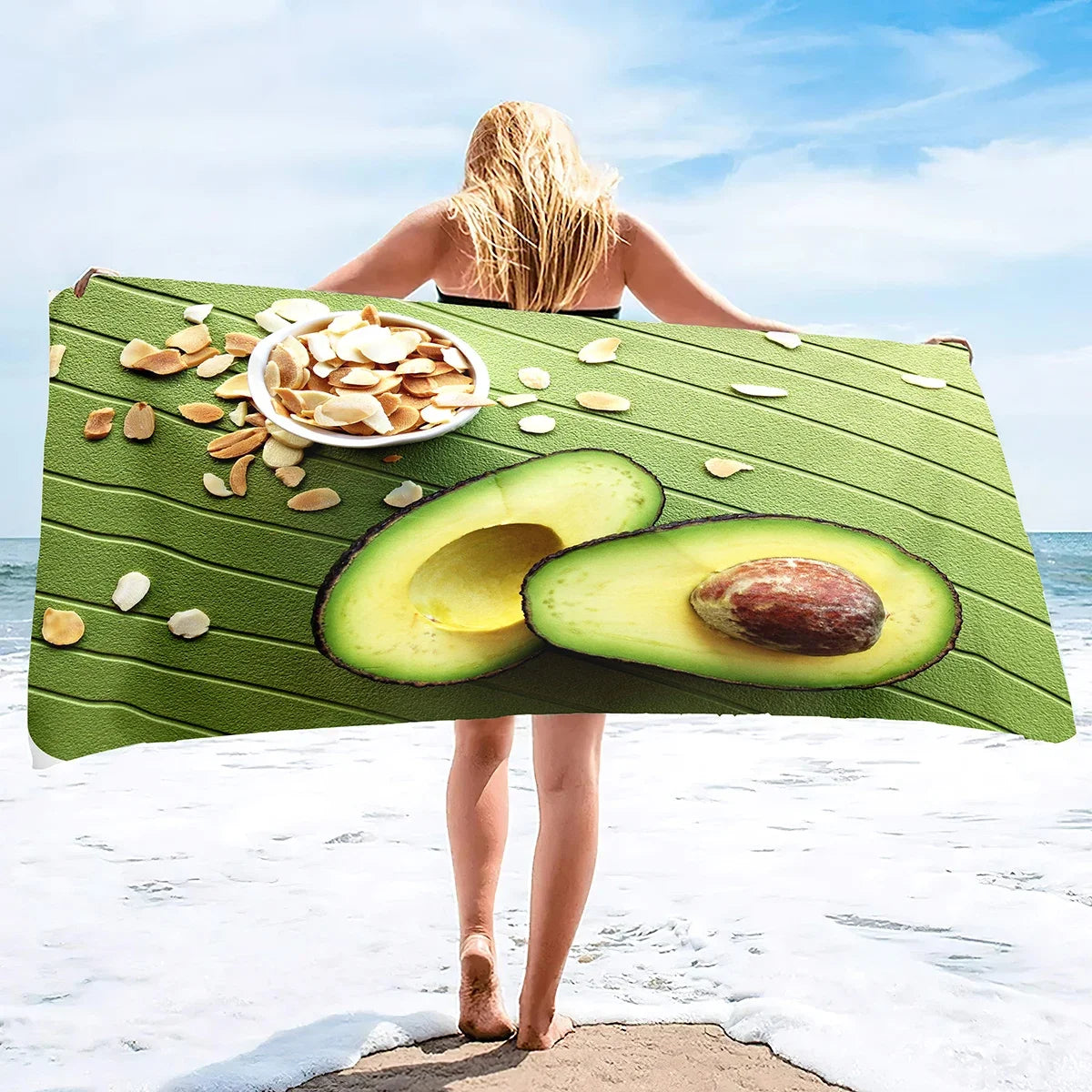 Quick Drying Microfiber Pool With Avocado Pattern Beach Towel