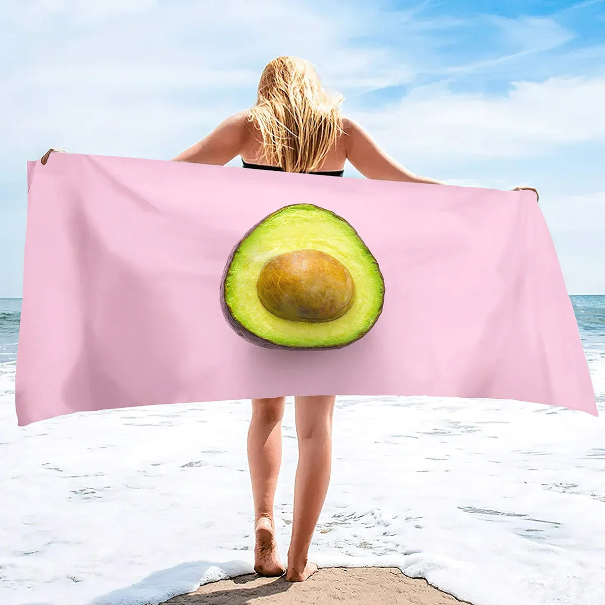 Quick Drying Microfiber Pool With Avocado Pattern Beach Towel
