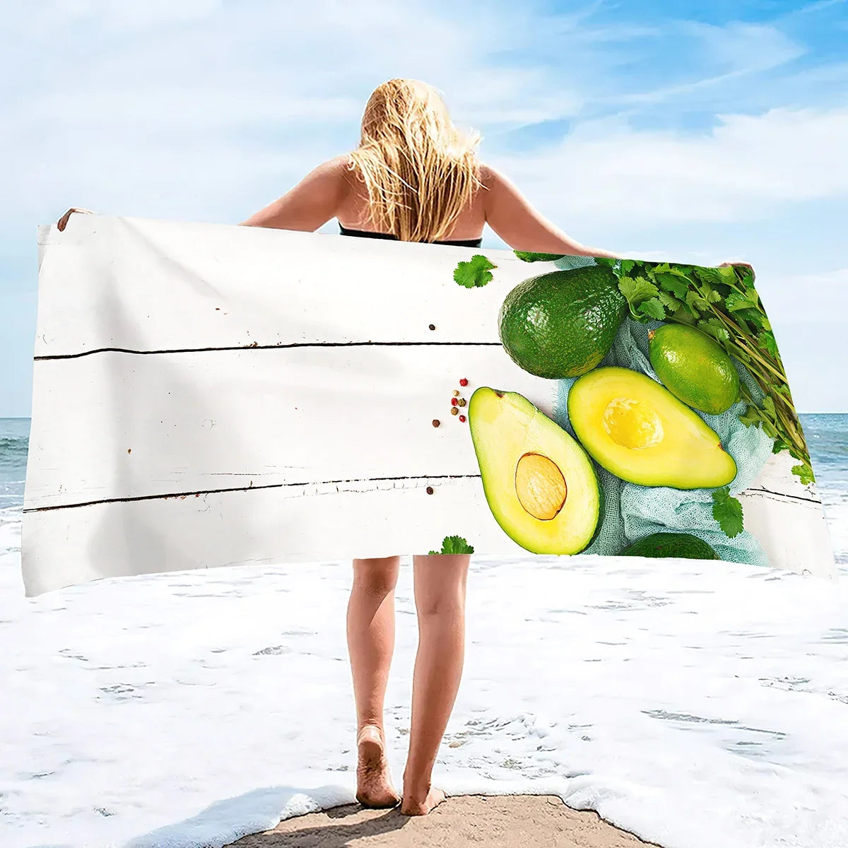 Quick Drying Microfiber Pool With Avocado Pattern Beach Towel