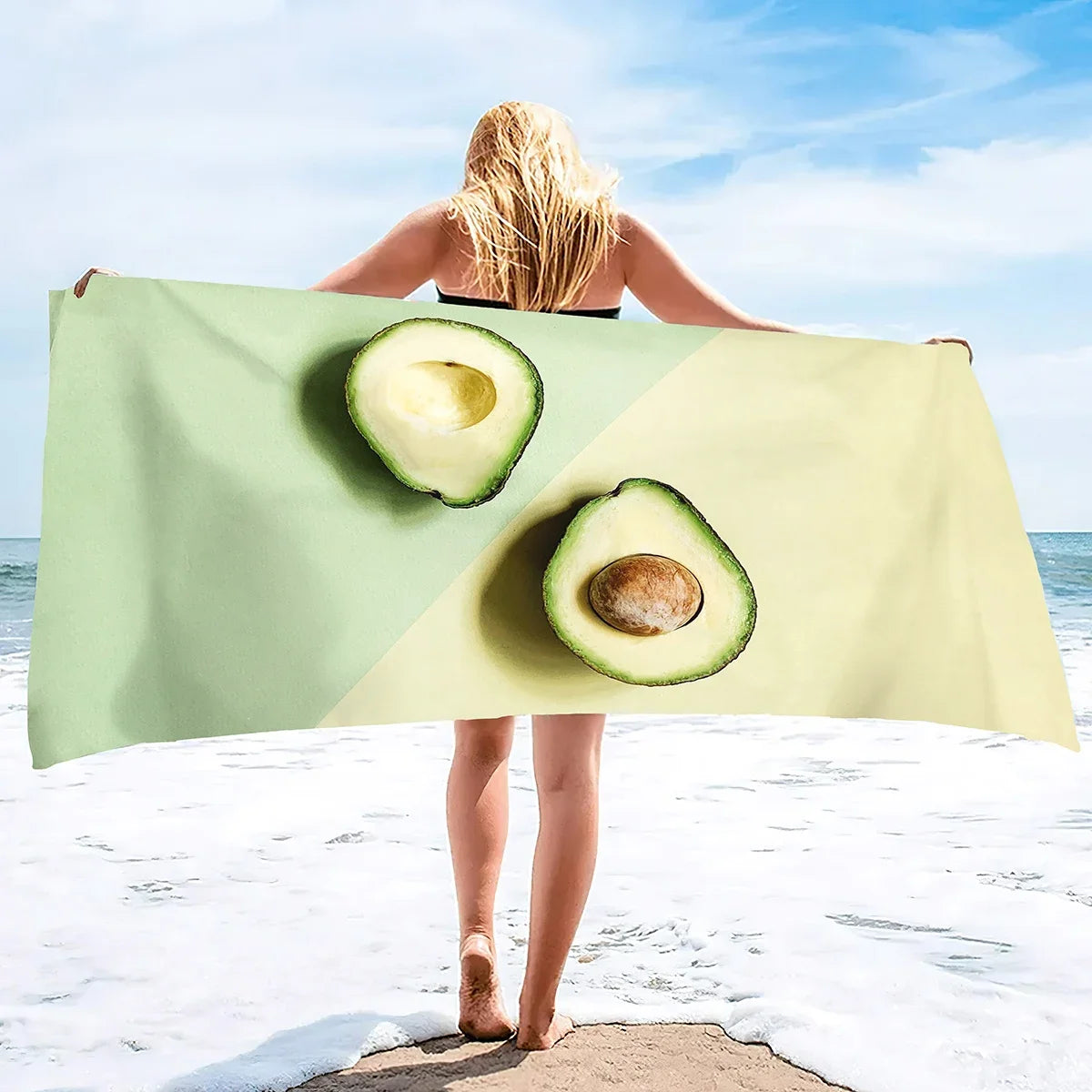 Quick Drying Microfiber Pool With Avocado Pattern Beach Towel
