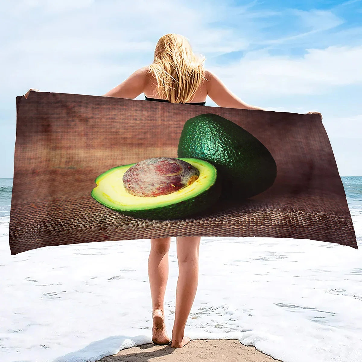 Quick Drying Microfiber Pool With Avocado Pattern Beach Towel