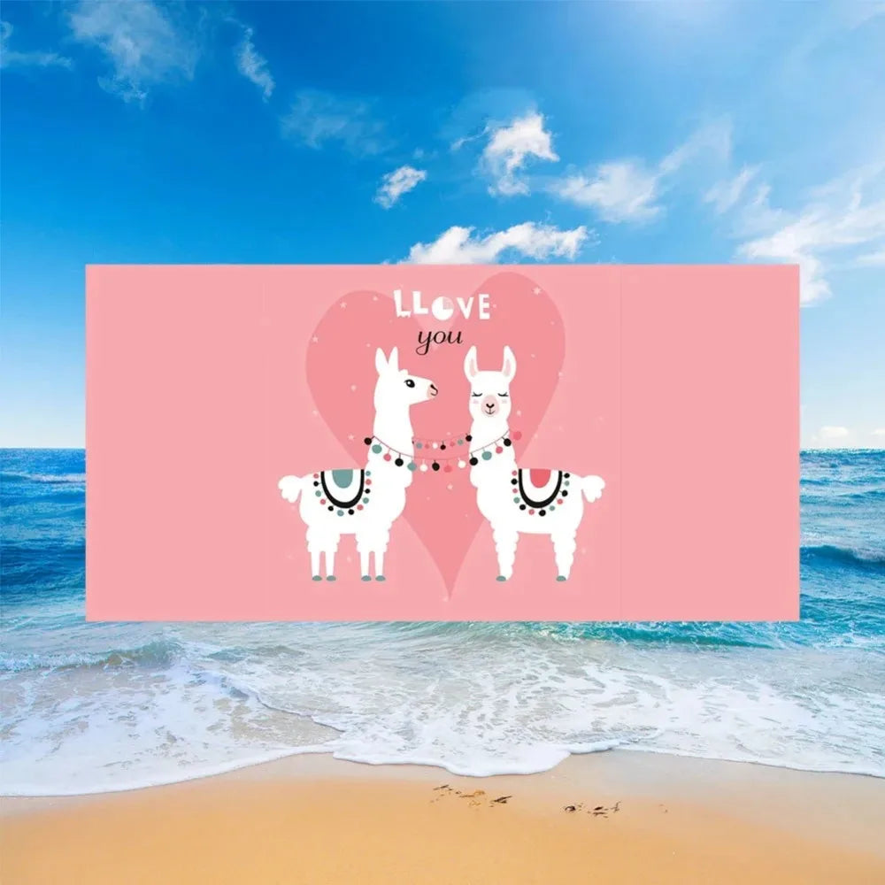 Cute Llama Alpaca Pattern Beach Towel