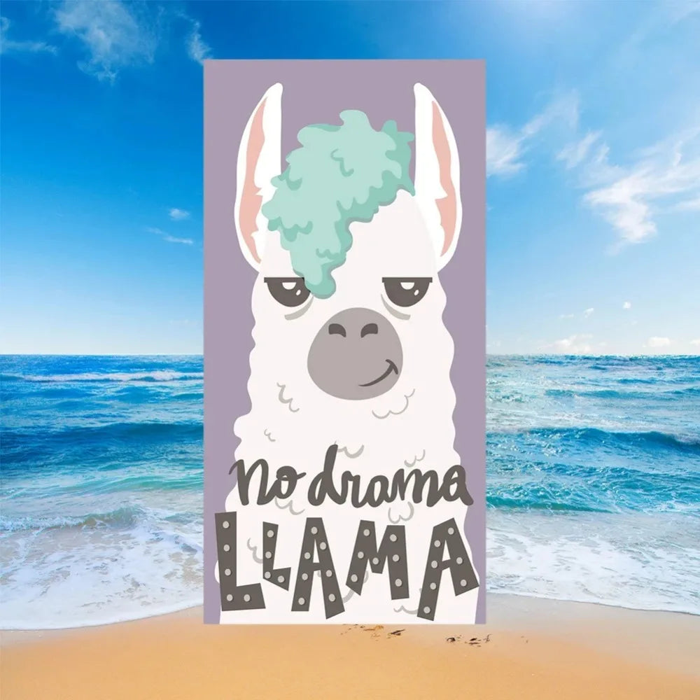 Cute Llama Alpaca Pattern Beach Towel