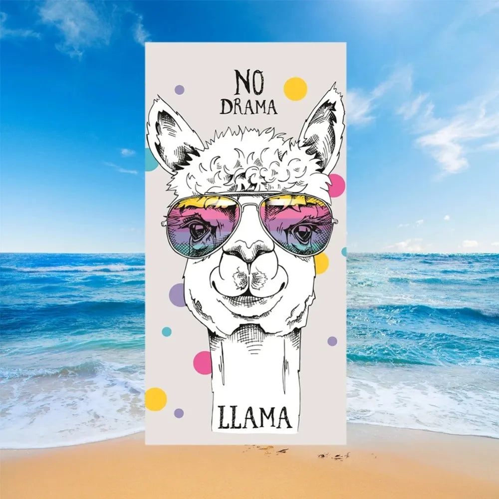Cute Llama Alpaca Pattern Beach Towel