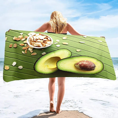 Quick Drying Microfiber Pool With Avocado Pattern Beach Towel