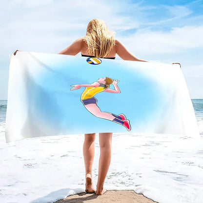 Volleyball Beach Towel, Quick Dry Beach Towel Microfiber Sand Free Beach Towel
