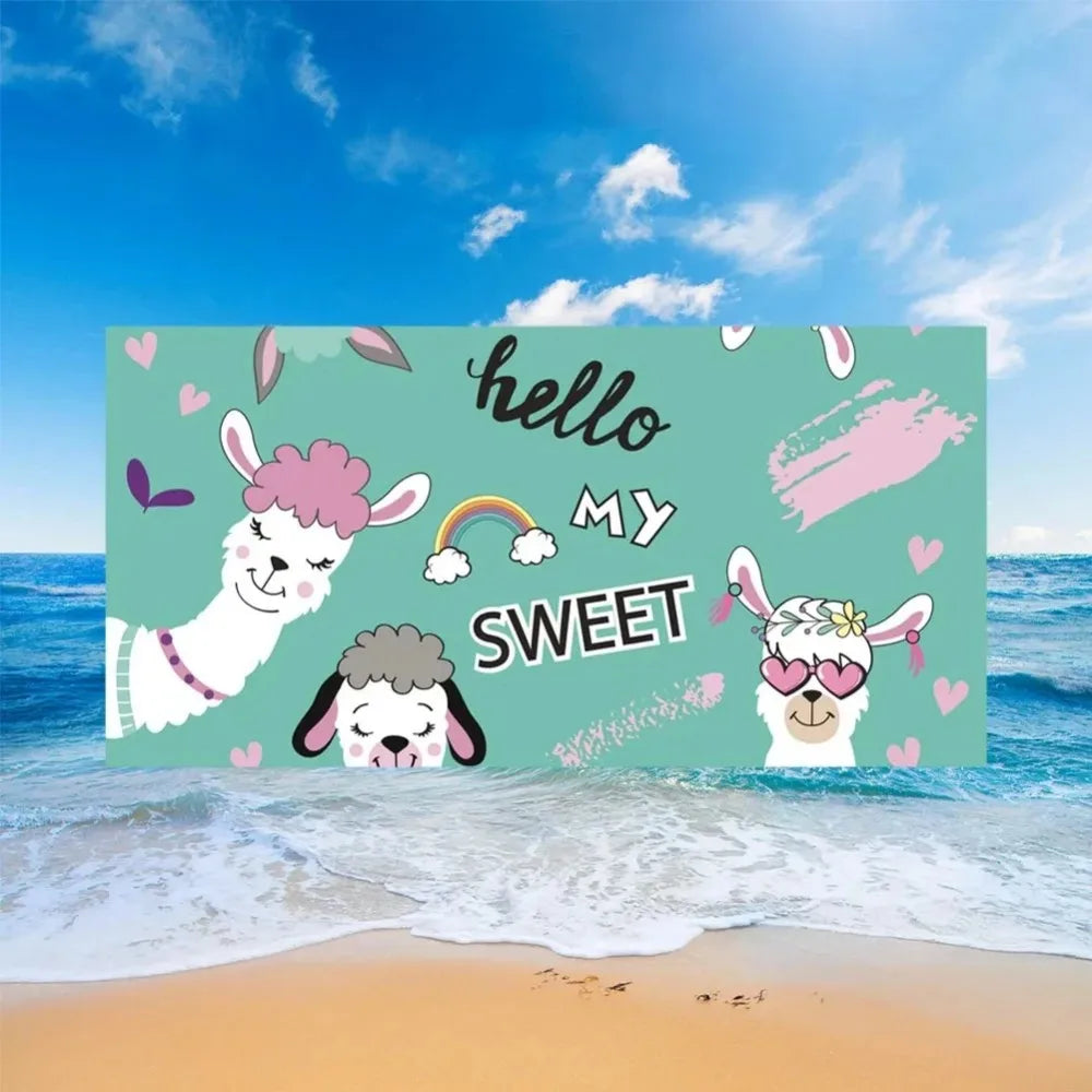 Cute Llama Alpaca Pattern Beach Towel