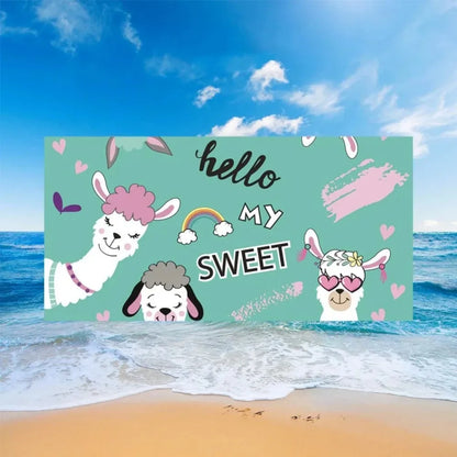 Cute Llama Alpaca Pattern Beach Towel