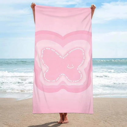 Pink I Love You Beach Towels Sport Fast Drying Quick