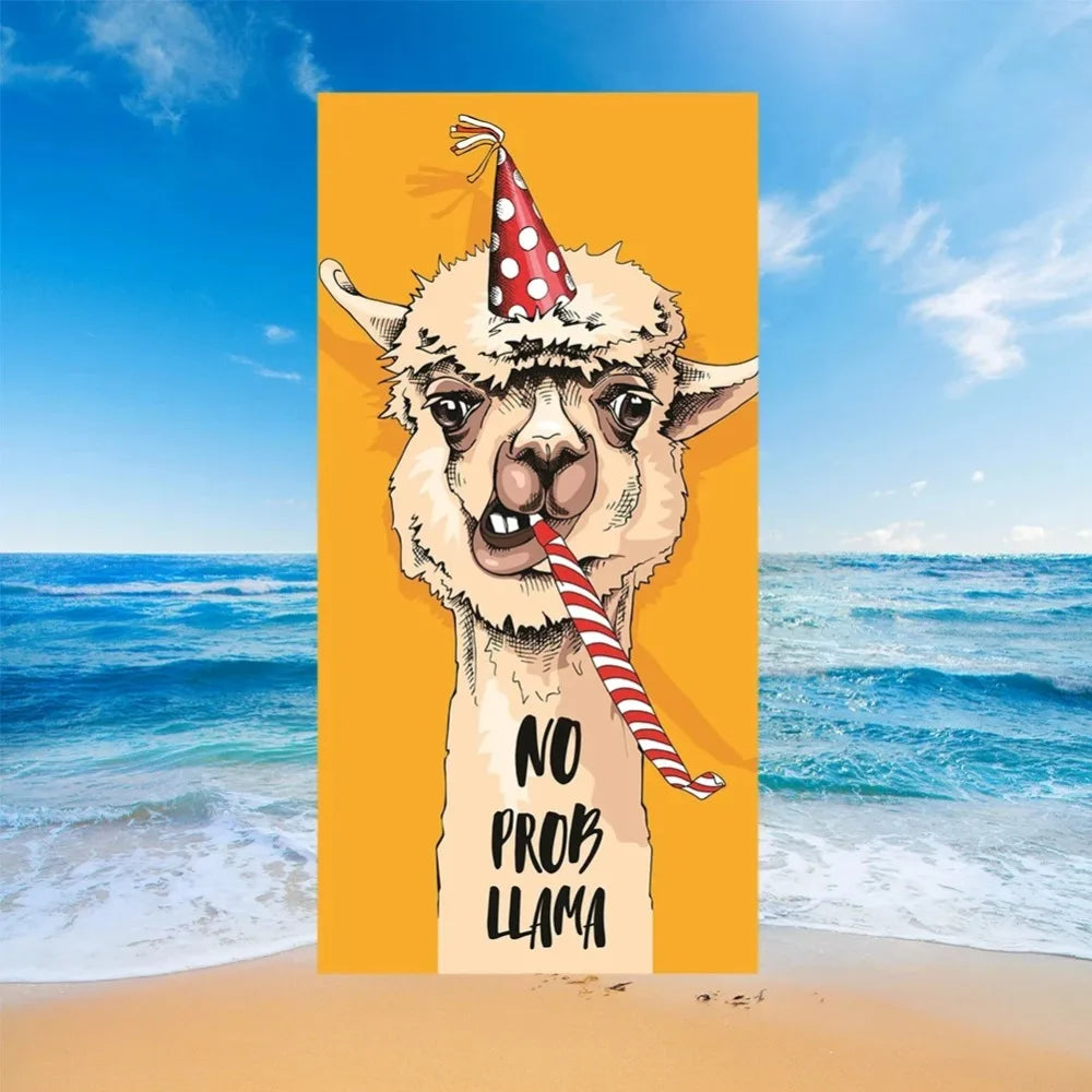 Cute Llama Alpaca Pattern Beach Towel