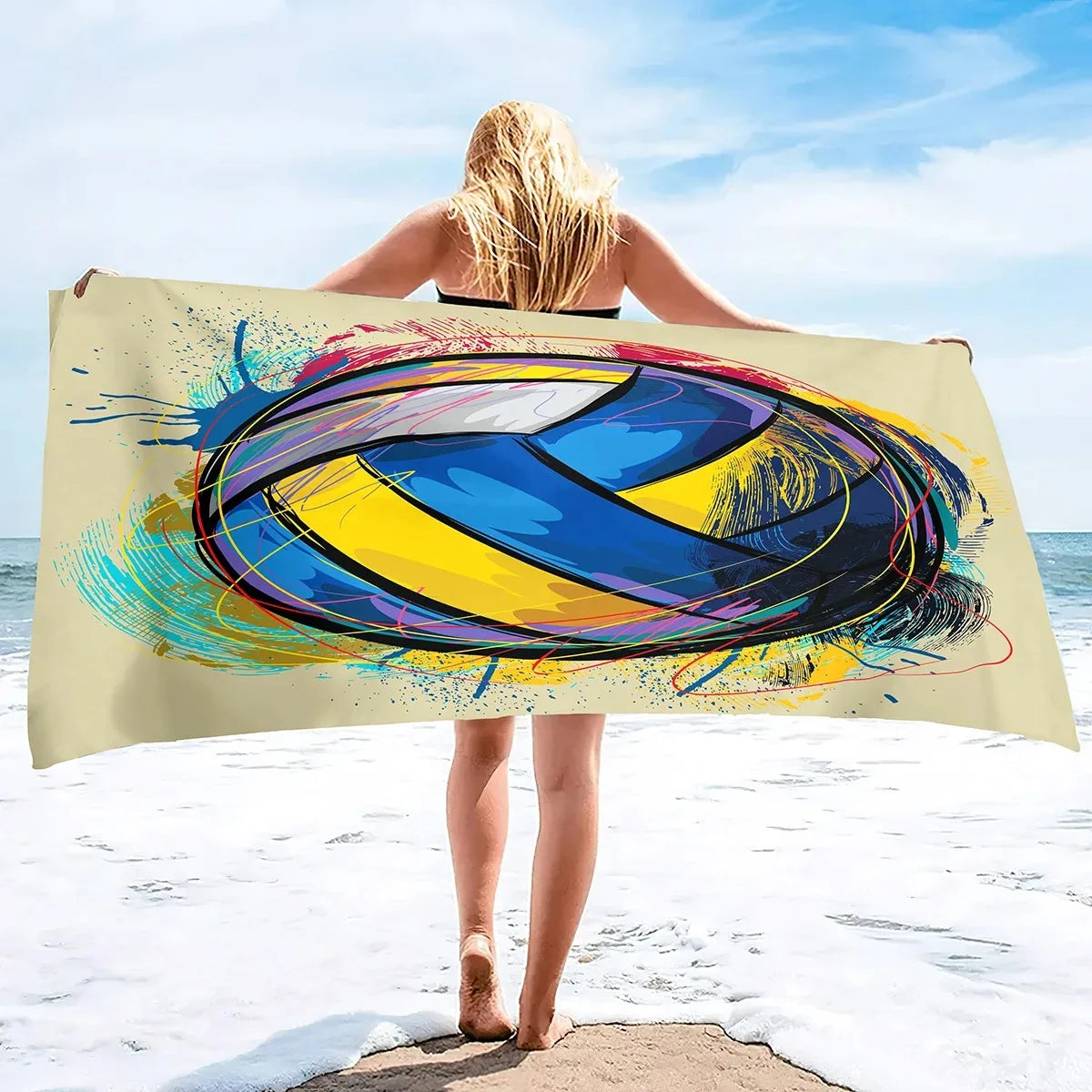 Volleyball Beach Towel, Quick Dry Beach Towel Microfiber Sand Free Beach Towel