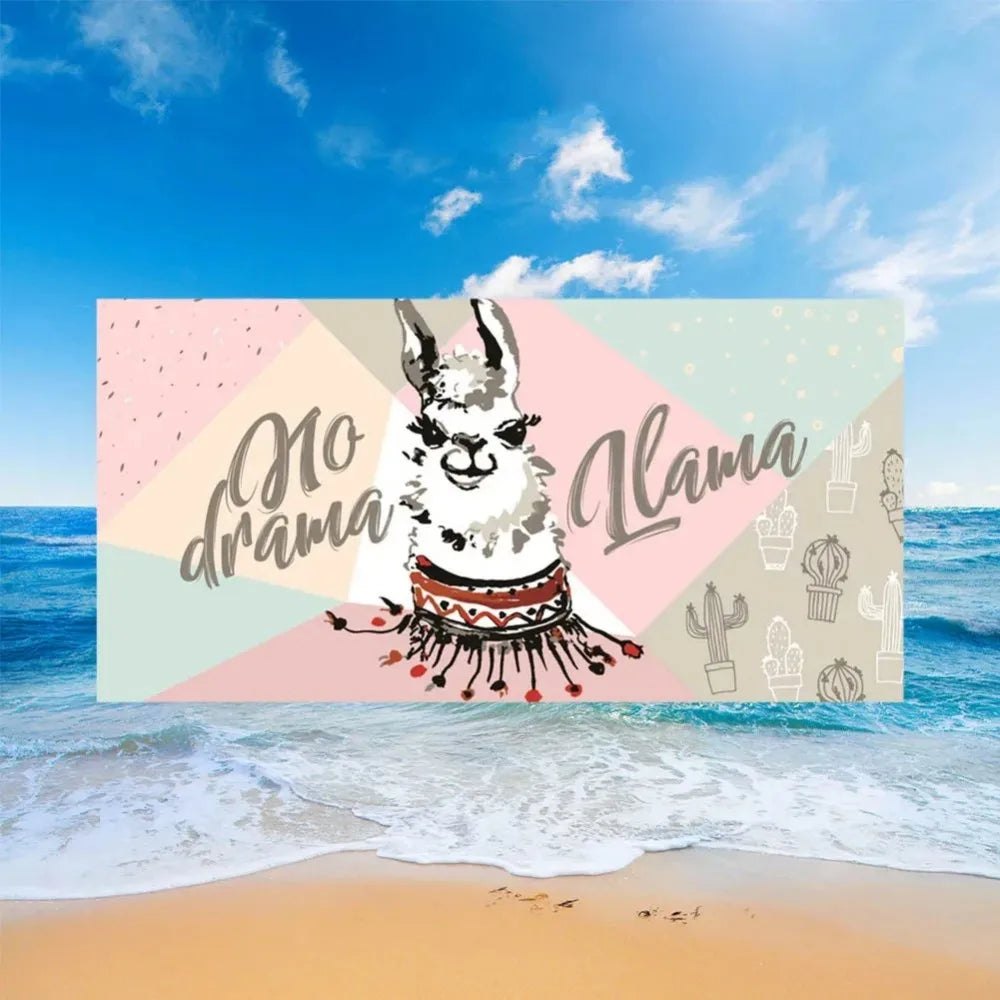 Cute Llama Alpaca Pattern Beach Towel