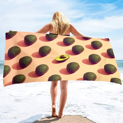 Quick Drying Microfiber Pool With Avocado Pattern Beach Towel