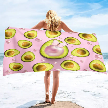Quick Drying Microfiber Pool With Avocado Pattern Beach Towel