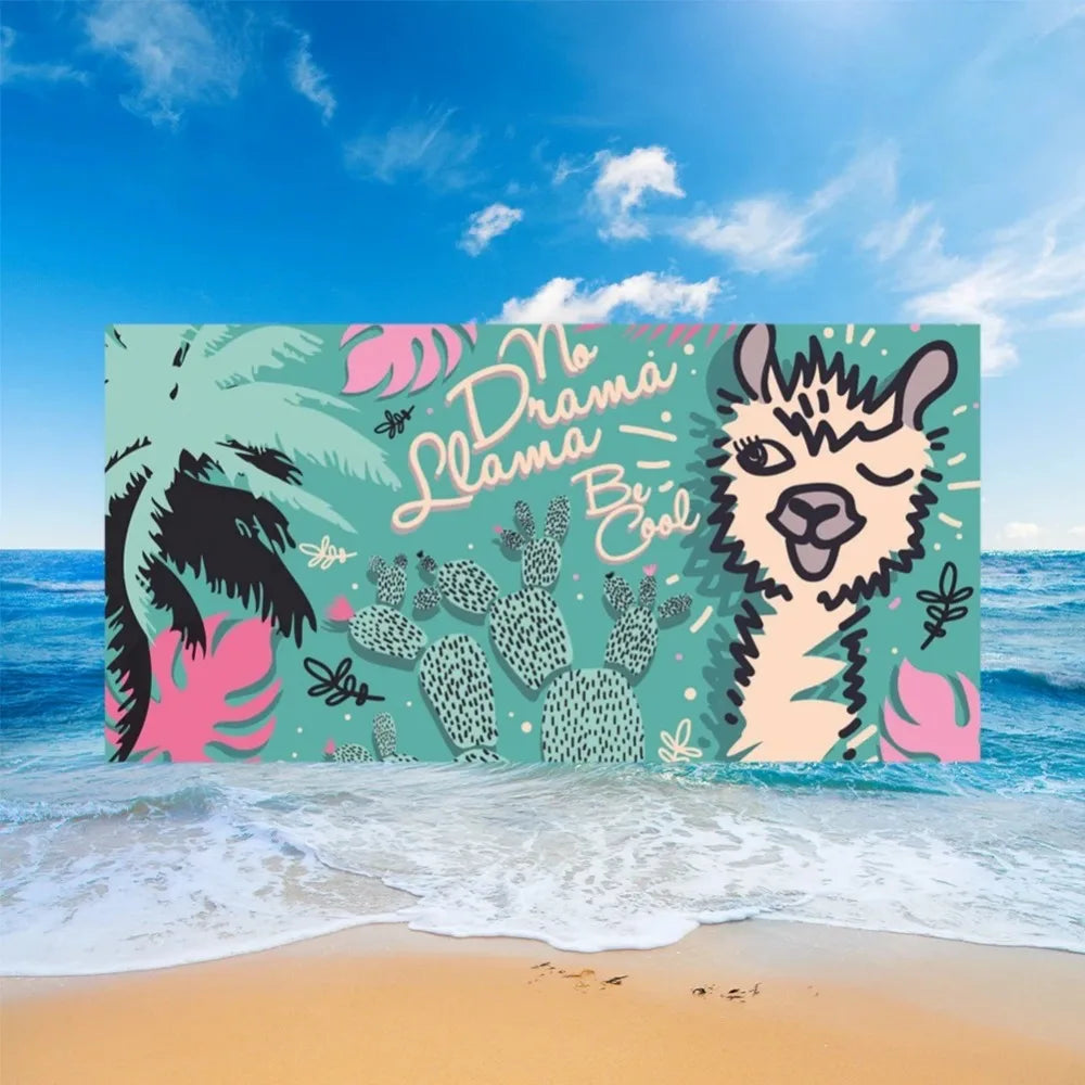 Cute Llama Alpaca Pattern Beach Towel