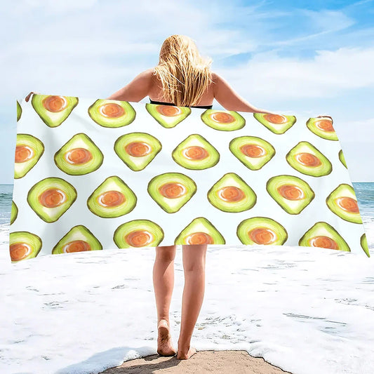 Quick Drying Microfiber Pool With Avocado Pattern Beach Towel