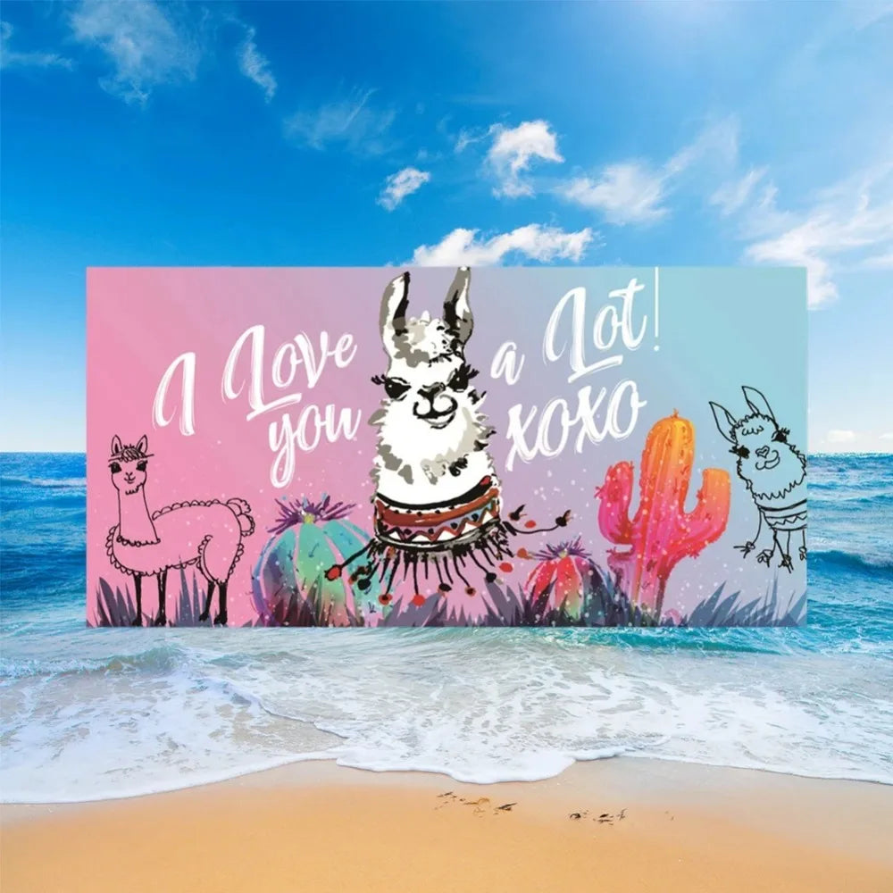 Cute Llama Alpaca Pattern Beach Towel