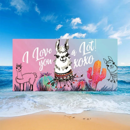 Cute Llama Alpaca Pattern Beach Towel
