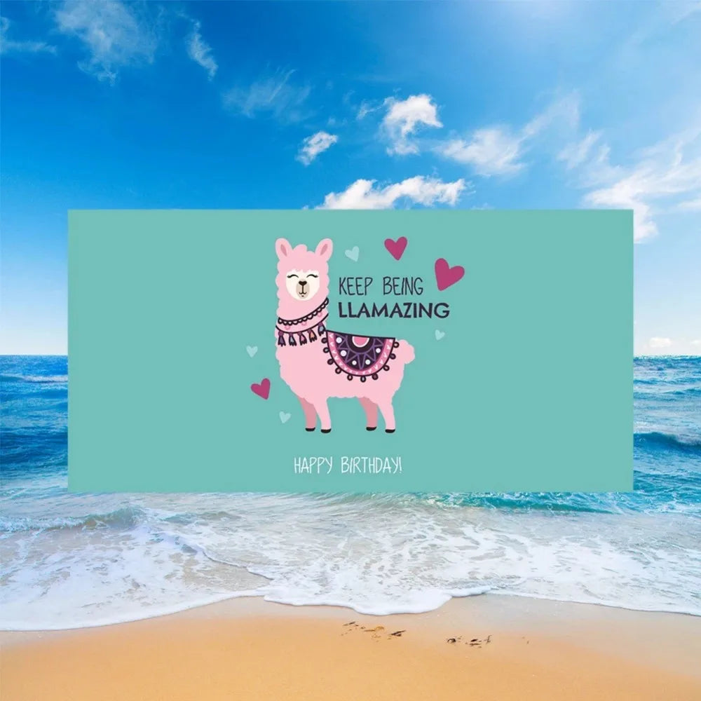Cute Llama Alpaca Pattern Beach Towel