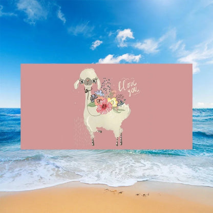 Cute Llama Alpaca Pattern Beach Towel