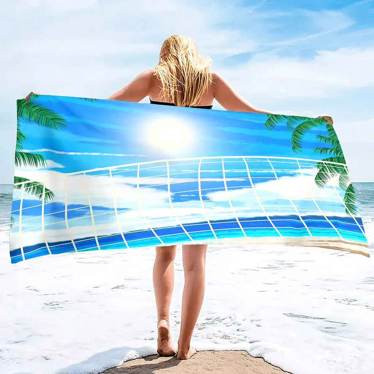 Volleyball Beach Towel, Quick Dry Beach Towel Microfiber Sand Free Beach Towel