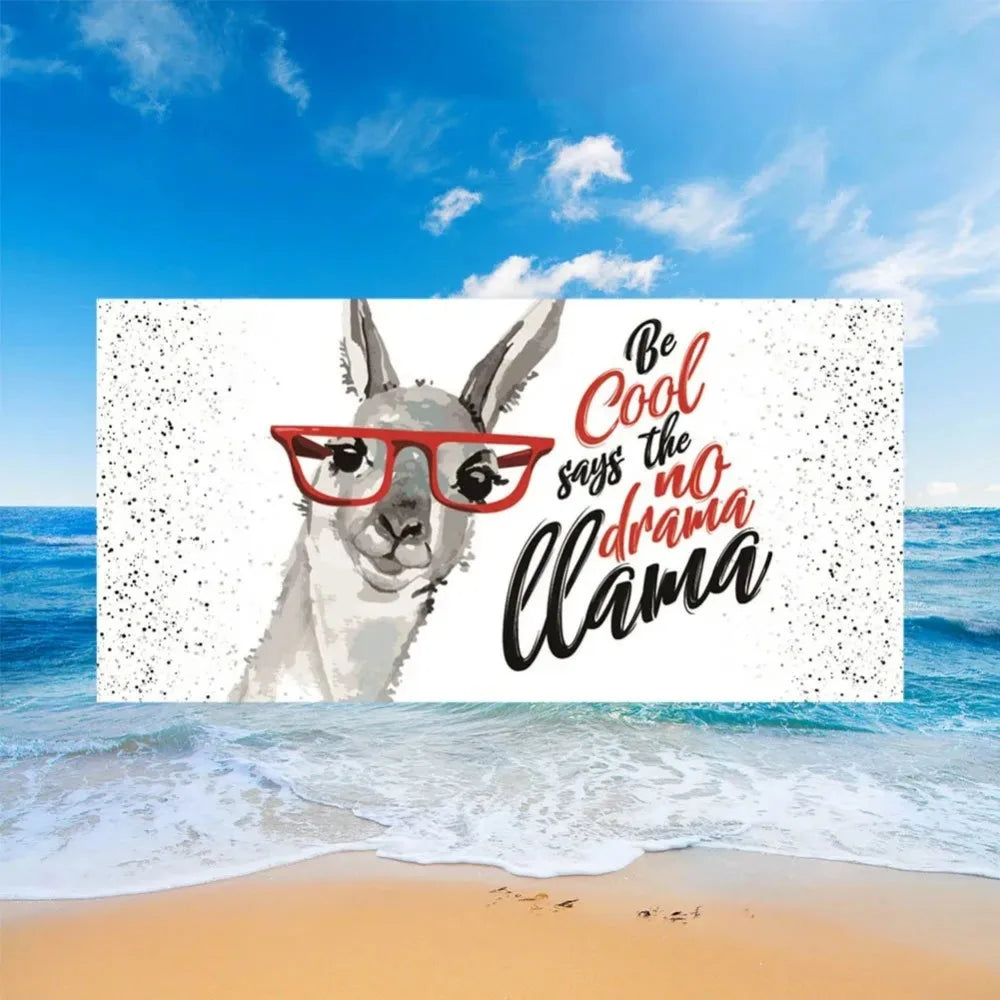 Cute Llama Alpaca Pattern Beach Towel