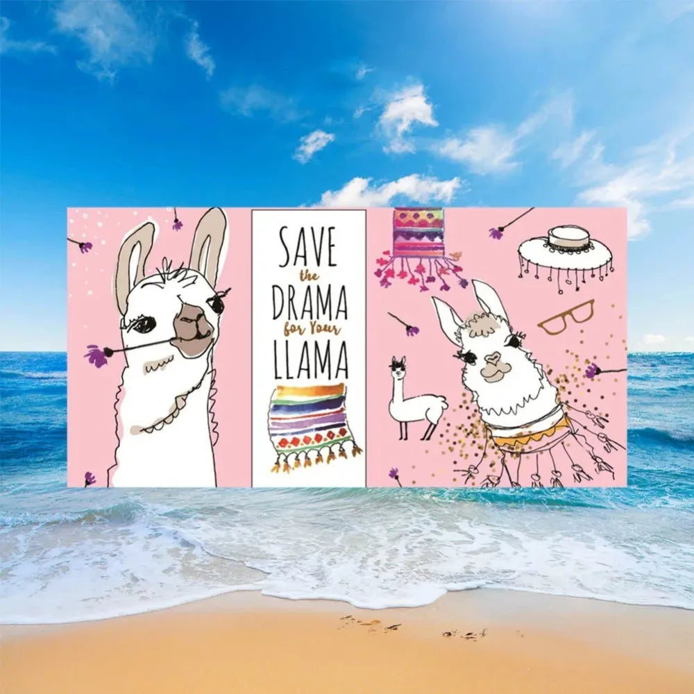 Cute Llama Alpaca Pattern Beach Towel
