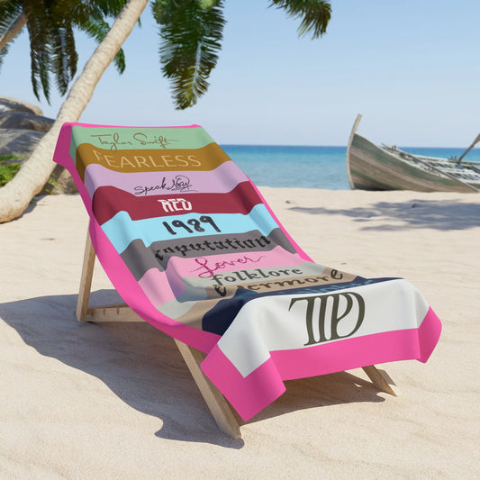 Taylor Swift Inspired Beach Towel, ALL Taylor Albums Beach Towel